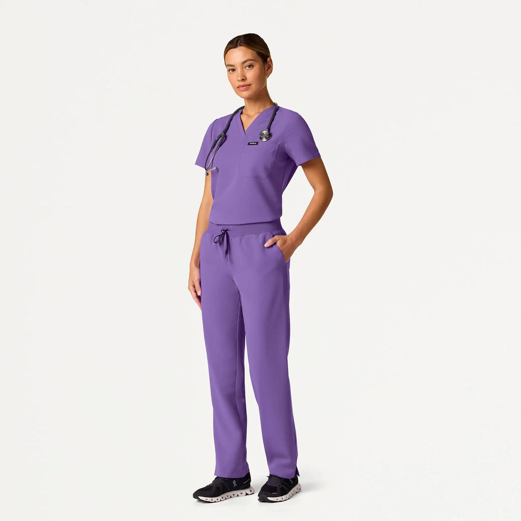 Jaanuu Scrubs Women's Xenos Essential Knit-Waist Scrub Pant Violet | scrub-supply.com