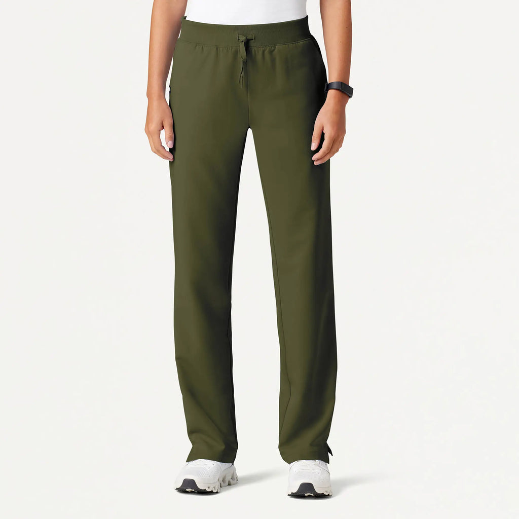 Jaanuu Scrubs Women's Xenos Essential Knit-Waist Scrub Pant Olive | scrub-supply.com