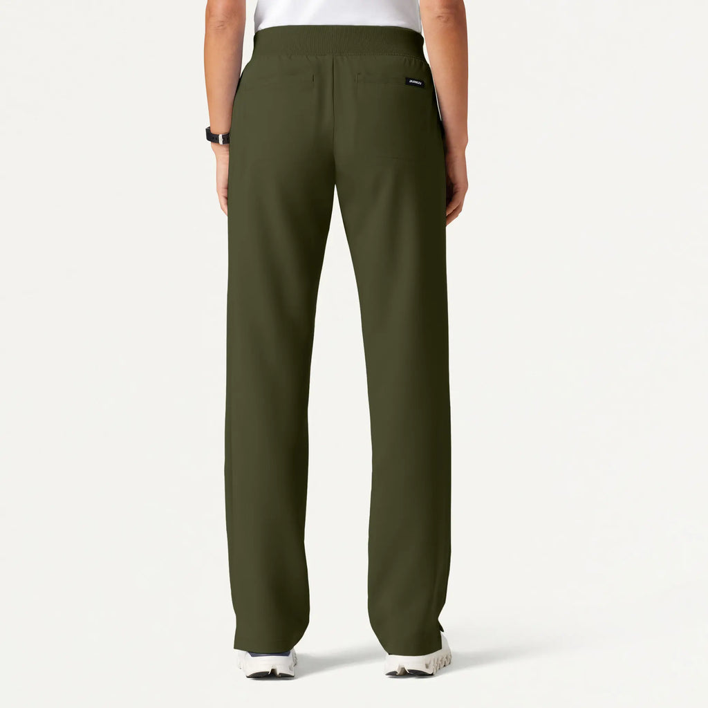 Jaanuu Scrubs Women's Xenos Essential Knit-Waist Scrub Pant Olive | scrub-supply.com