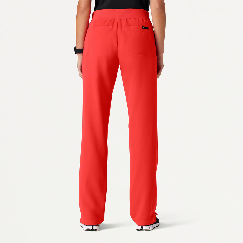 Jaanuu Scrubs Women's Xenos Essential Knit-Waist Scrub Pant Solar Red | scrub-supply.com