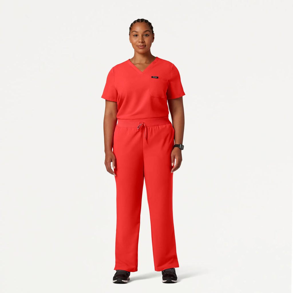 Jaanuu Scrubs Women's Xenos Essential Knit-Waist Scrub Pant Solar Red | scrub-supply.com