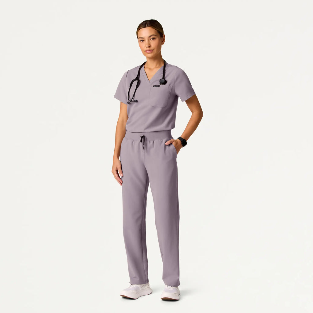 Jaanuu Scrubs Women's Xenos Essential Knit-Waist Scrub Pant Chrome | scrub-supply.com