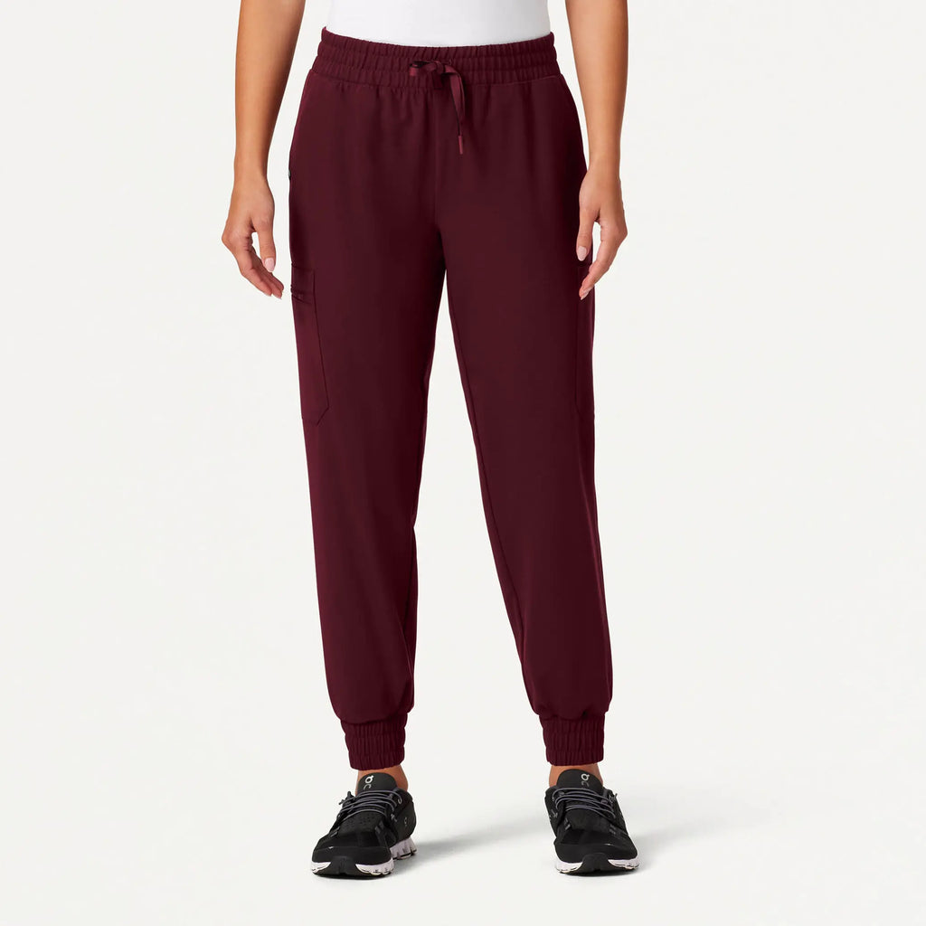 Jaanuu Scrubs Women's Neo Everyday Cargo Scrub Jogger Burgundy | scrub-supply.com