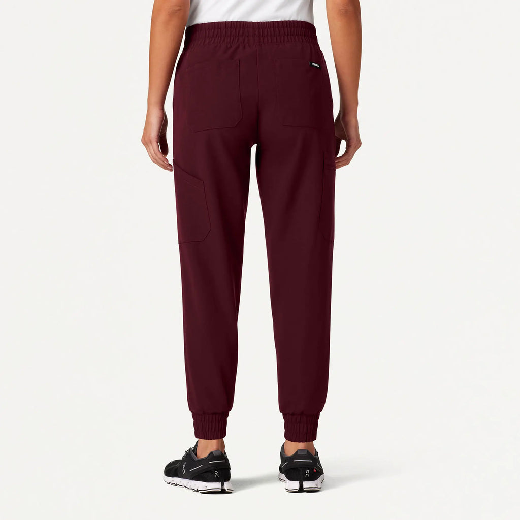 Jaanuu Scrubs Women's Neo Everyday Cargo Scrub Jogger Burgundy | scrub-supply.com