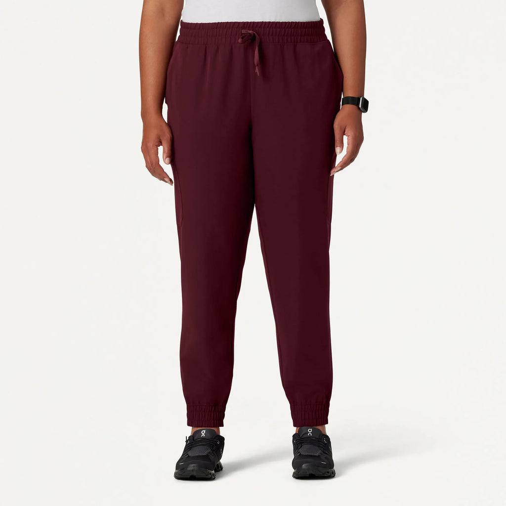 Jaanuu Scrubs Women's Neo Everyday Cargo Scrub Jogger Burgundy | scrub-supply.com