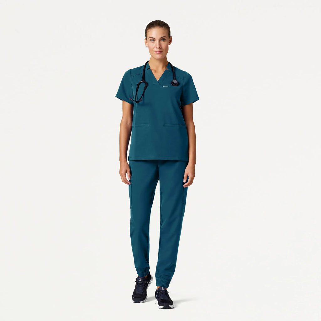 Jaanuu Scrubs Women's Neo Everyday Cargo Scrub Jogger Caribbean Blue | scrub-supply.com