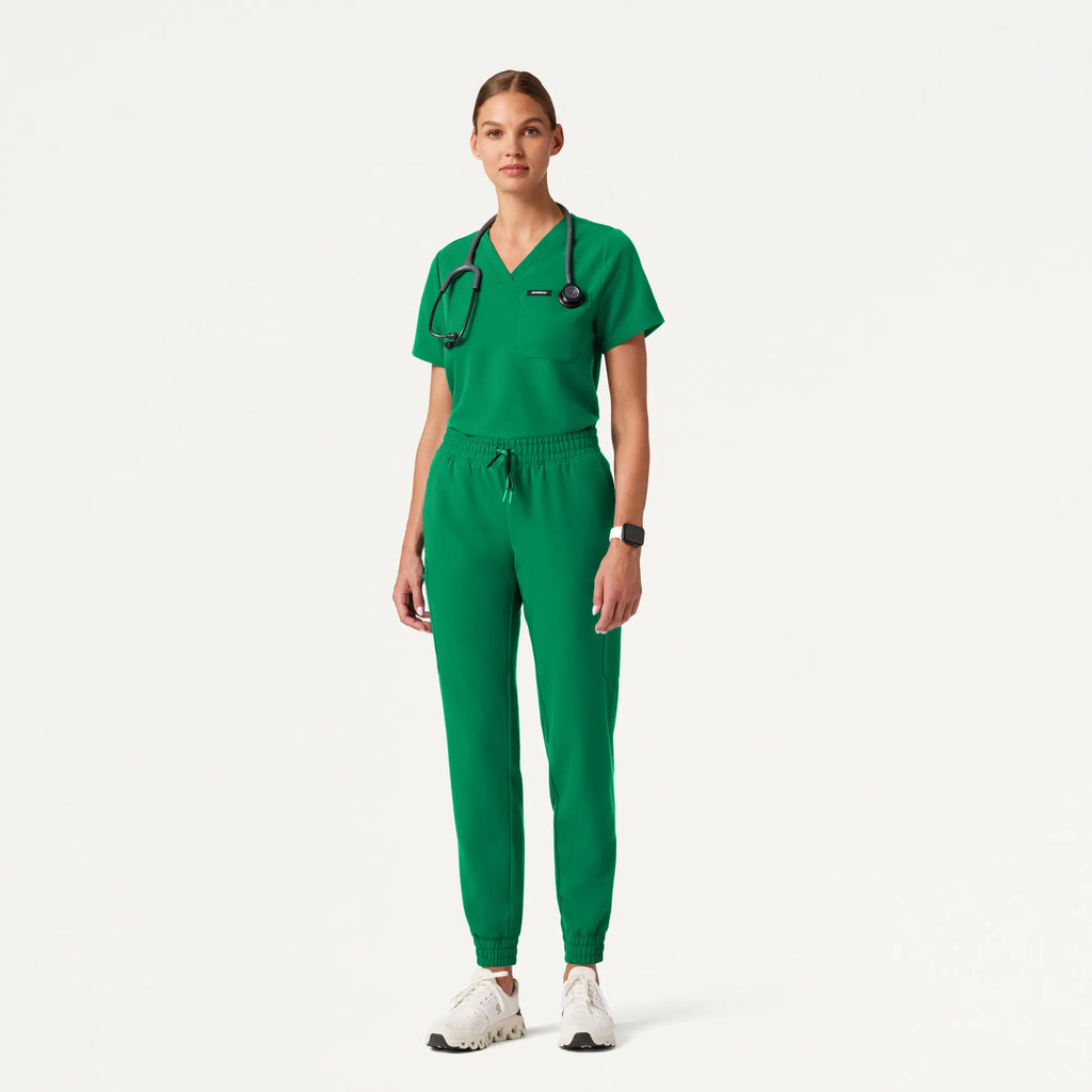 Jaanuu Scrubs Women's Neo Everyday Cargo Scrub Jogger Emerald Green | scrub-supply.com