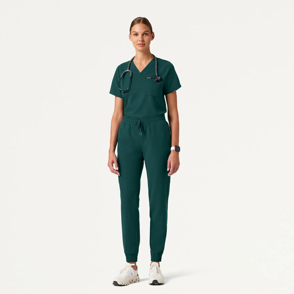 Jaanuu Scrubs Women's Neo Everyday Cargo Scrub Jogger Midnight Green | scrub-supply.com