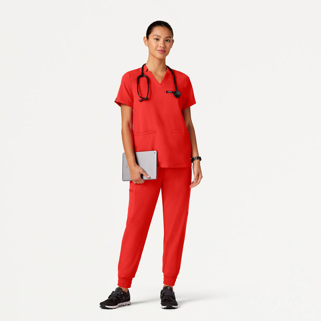 Jaanuu Scrubs Women's Neo Everyday Cargo Scrub Jogger Solar Red | scrub-supply.com