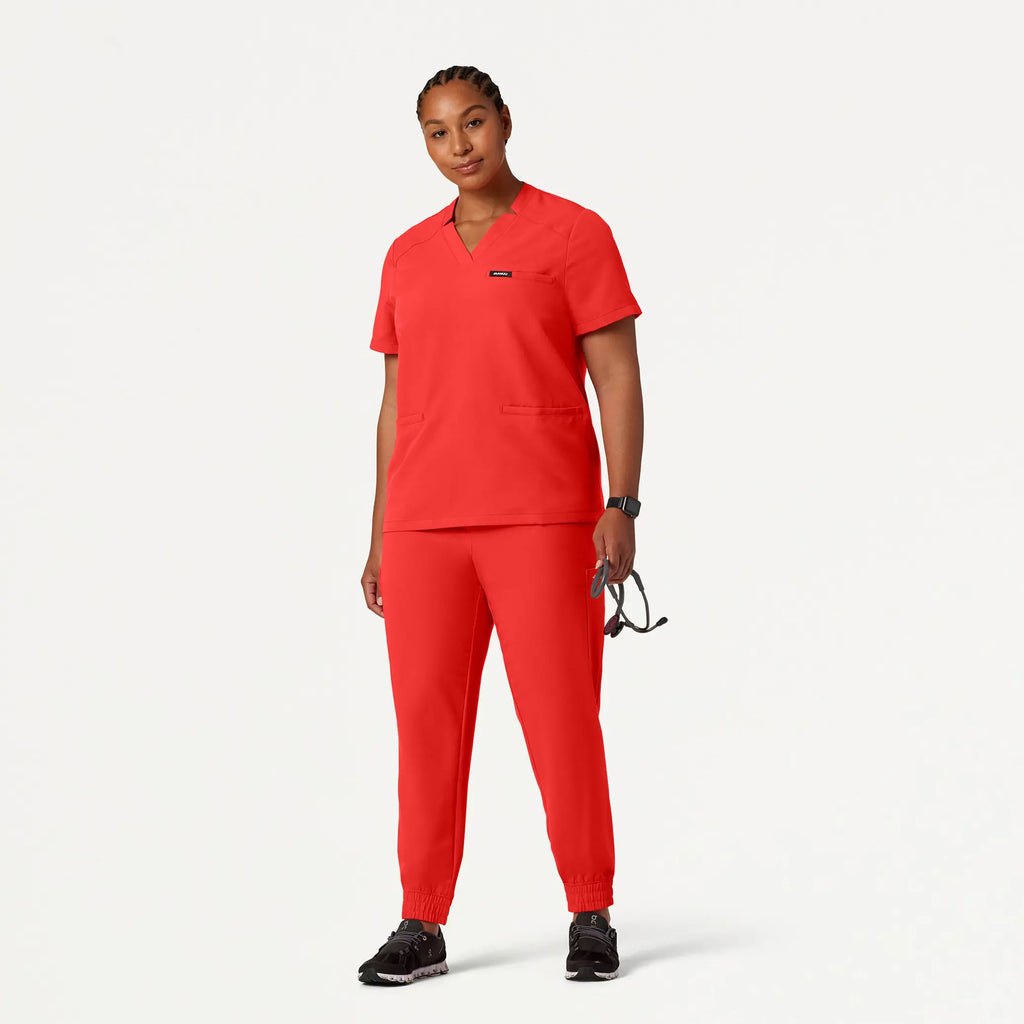 Jaanuu Scrubs Women's Neo Everyday Cargo Scrub Jogger Solar Red | scrub-supply.com