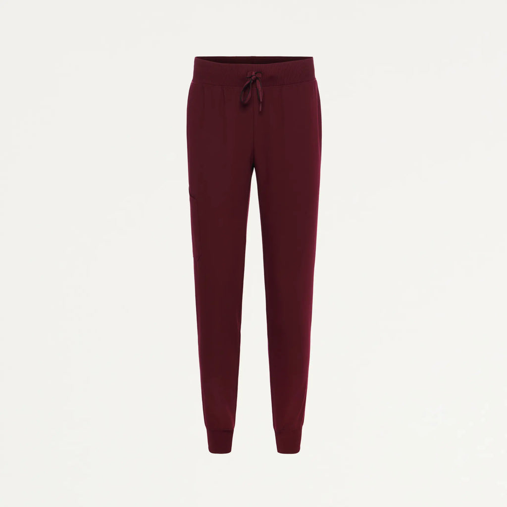 Jaanuu Scrubs Women's Silex Slim Knit-Waist Scrub Jogger Burgundy | scrub-supply.com