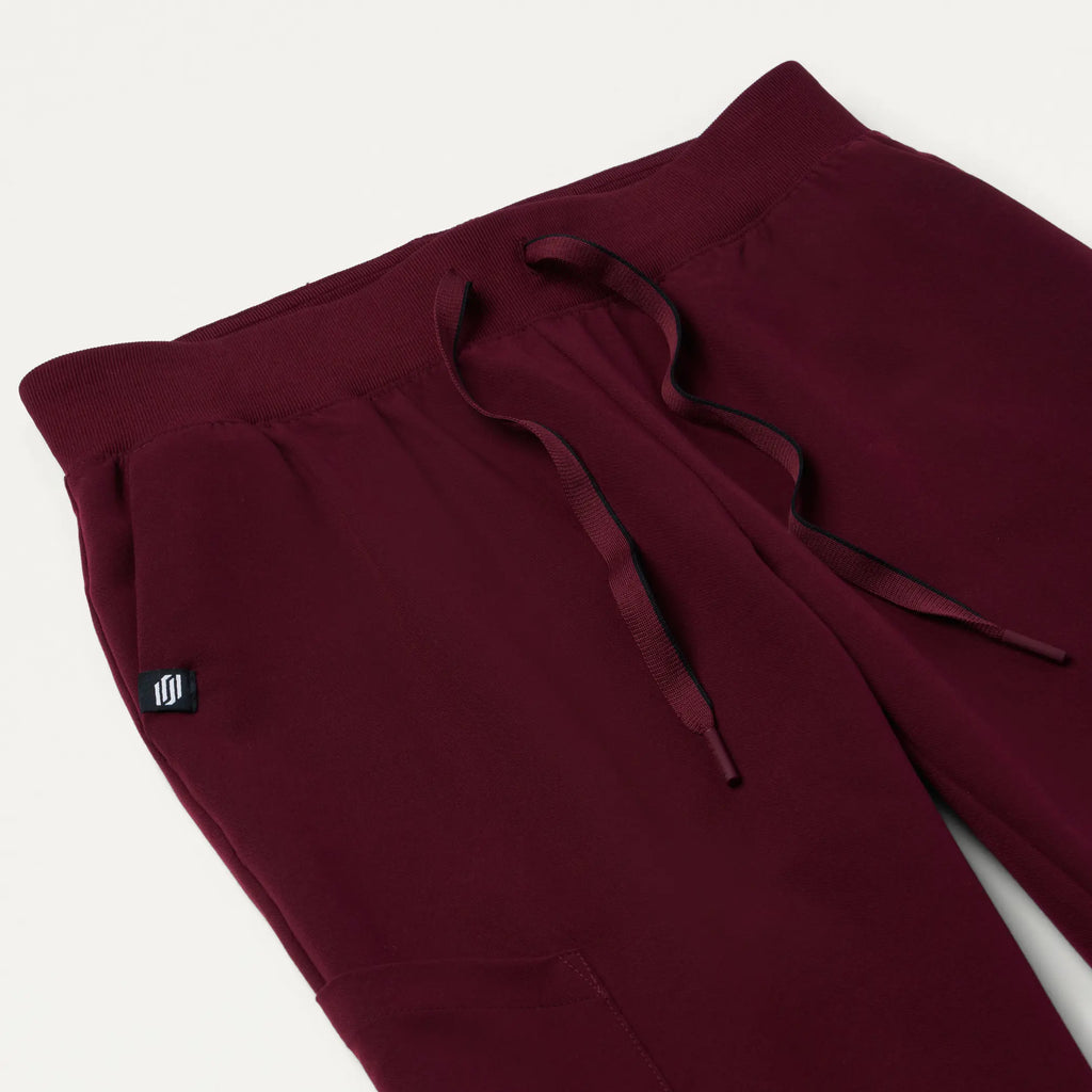 Jaanuu Scrubs Women's Silex Slim Knit-Waist Scrub Jogger Burgundy | scrub-supply.com