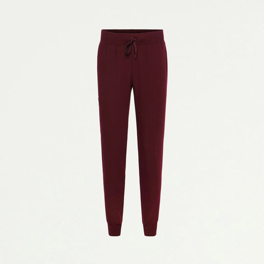 Jaanuu Scrubs Women's Silex Slim Knit-Waist Scrub Jogger Burgundy | scrub-supply.com