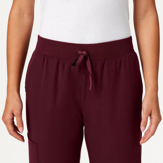 Jaanuu Scrubs Women's Silex Slim Knit-Waist Scrub Jogger Burgundy | scrub-supply.com