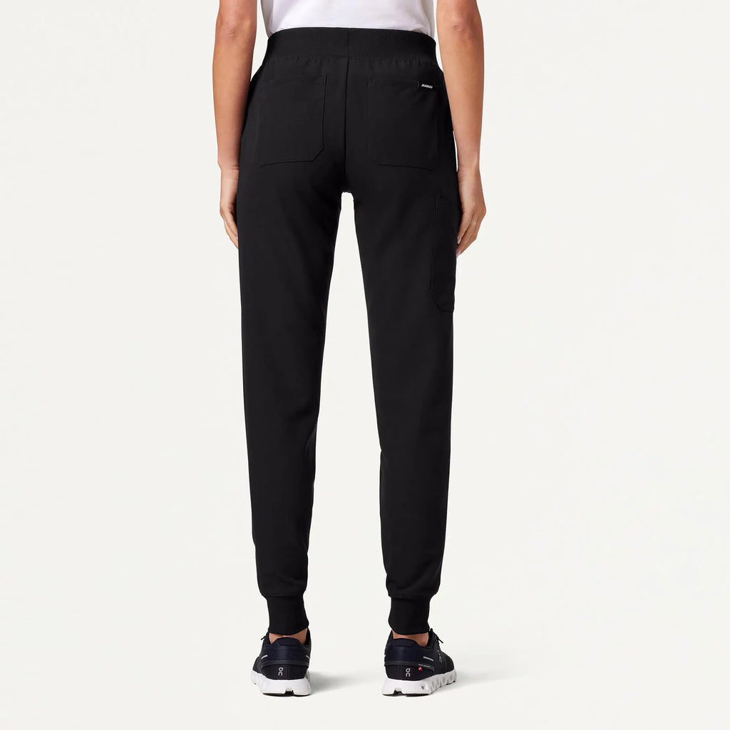 Jaanuu Scrubs Women's Silex Slim Knit-Waist Scrub Jogger Black | scrub-supply.com