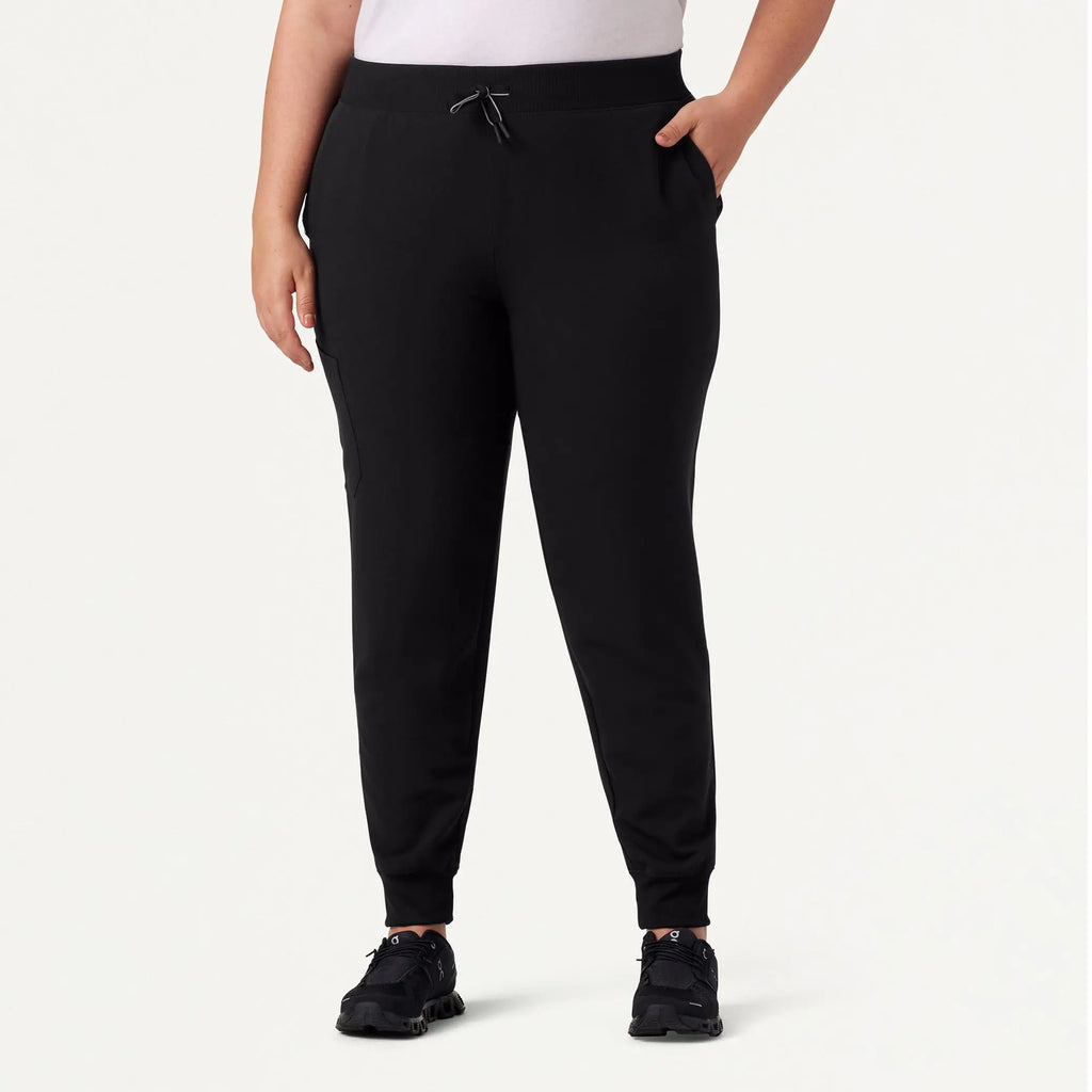 Jaanuu Scrubs Women's Silex Slim Knit-Waist Scrub Jogger Black | scrub-supply.com