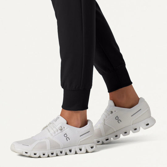 Jaanuu Scrubs Women's Silex Slim Knit-Waist Scrub Jogger Black | scrub-supply.com