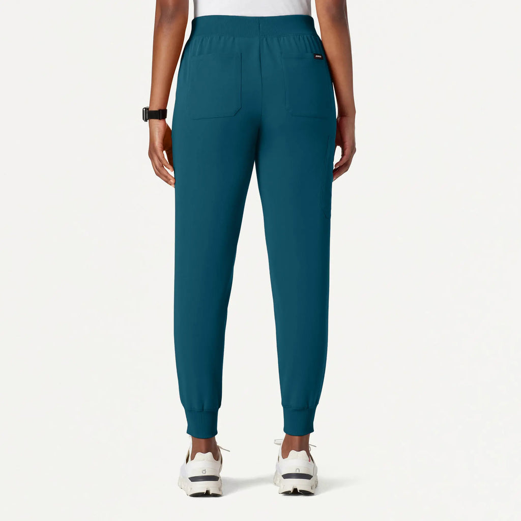 Jaanuu Scrubs Women's Silex Slim Knit-Waist Scrub Jogger Caribbean Blue | scrub-supply.com