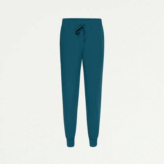 Jaanuu Scrubs Women's Silex Slim Knit-Waist Scrub Jogger Caribbean Blue | scrub-supply.com