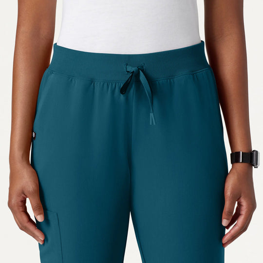 Jaanuu Scrubs Women's Silex Slim Knit-Waist Scrub Jogger Caribbean Blue | scrub-supply.com