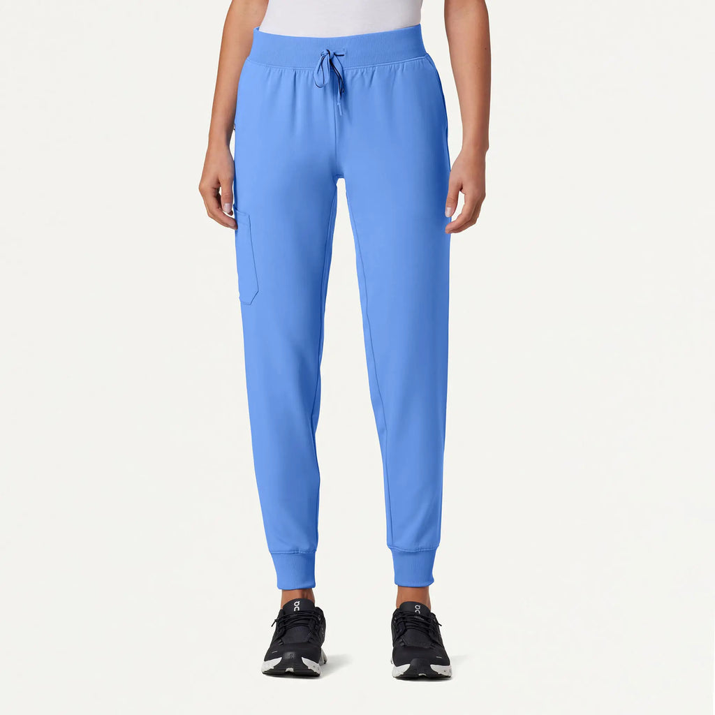 Jaanuu Scrubs Women's Silex Slim Knit-Waist Scrub Jogger Ceil Blue | scrub-supply.com