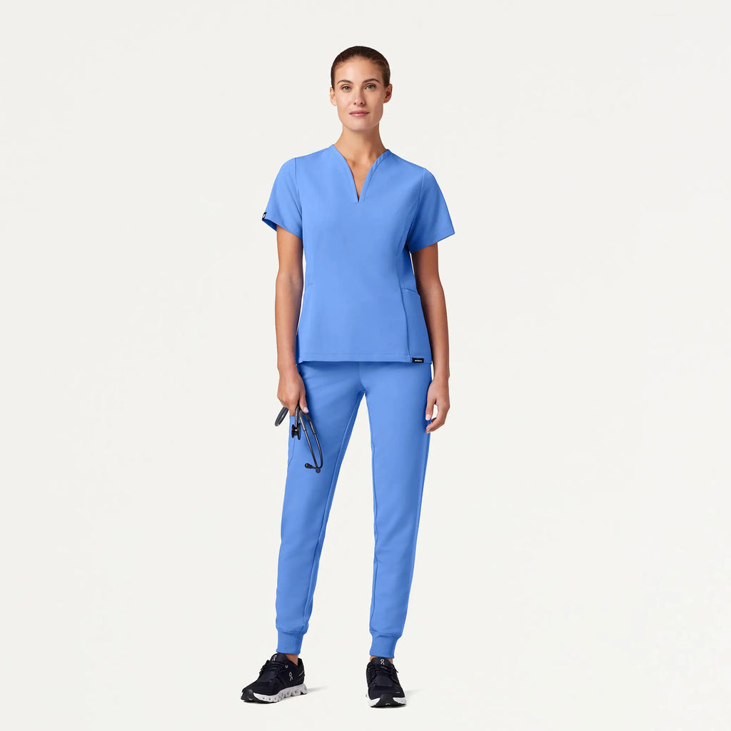 Jaanuu Scrubs Women's Silex Slim Knit-Waist Scrub Jogger Ceil Blue | scrub-supply.com