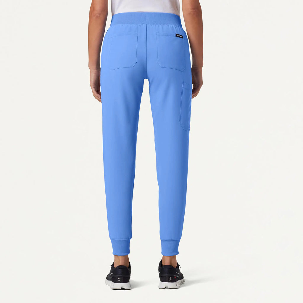 Jaanuu Scrubs Women's Silex Slim Knit-Waist Scrub Jogger Ceil Blue | scrub-supply.com