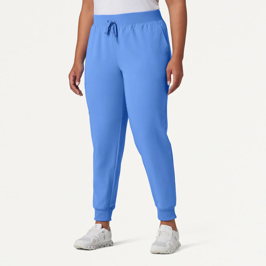 Jaanuu Scrubs Women's Silex Slim Knit-Waist Scrub Jogger Ceil Blue | scrub-supply.com