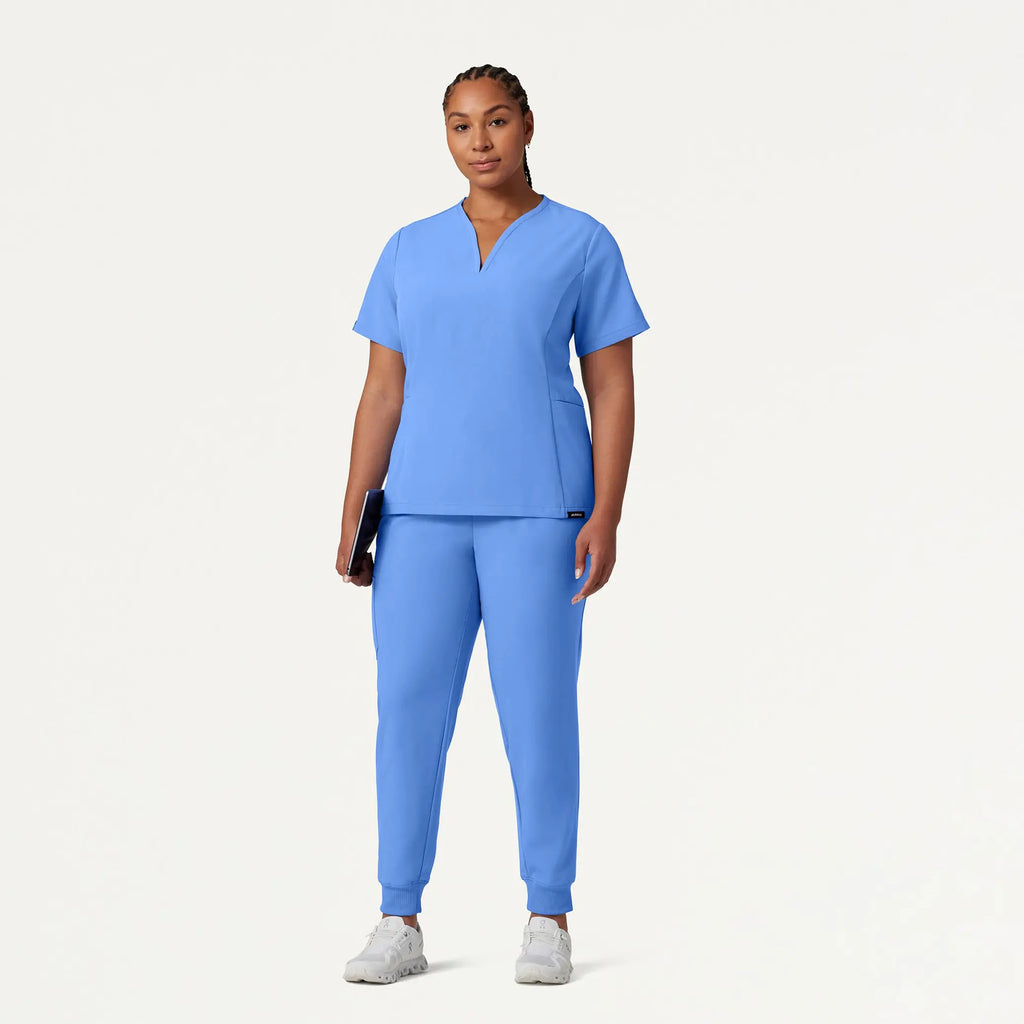 Jaanuu Scrubs Women's Silex Slim Knit-Waist Scrub Jogger Ceil Blue | scrub-supply.com