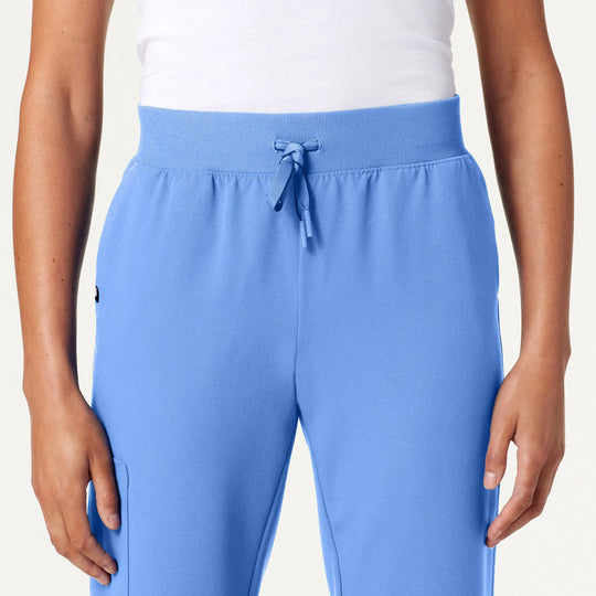 Jaanuu Scrubs Women's Silex Slim Knit-Waist Scrub Jogger Ceil Blue | scrub-supply.com