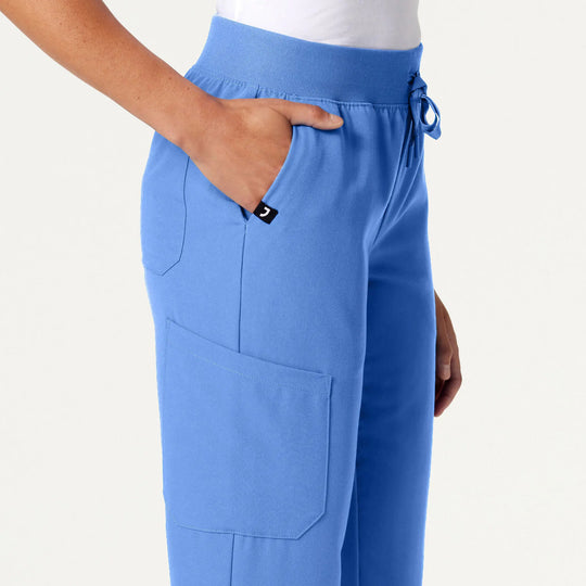 Jaanuu Scrubs Women's Silex Slim Knit-Waist Scrub Jogger Ceil Blue | scrub-supply.com