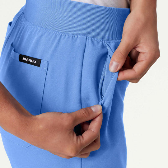 Jaanuu Scrubs Women's Silex Slim Knit-Waist Scrub Jogger Ceil Blue | scrub-supply.com