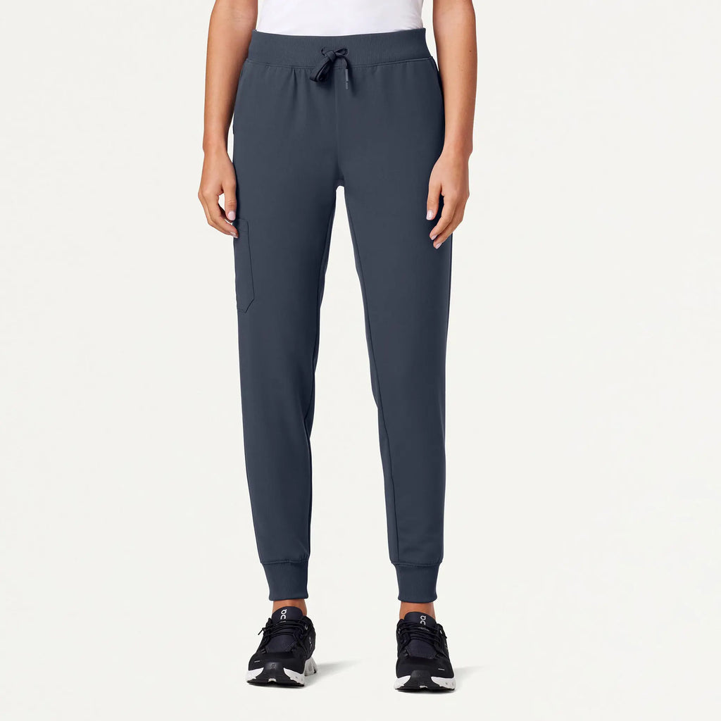 Jaanuu Scrubs Women's Silex Slim Knit-Waist Scrub Jogger Carbon Gray | scrub-supply.com