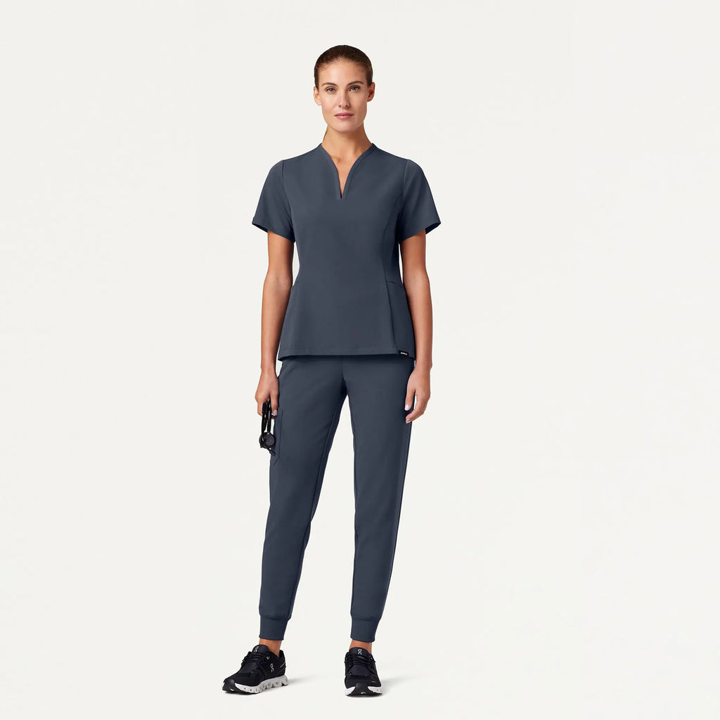 Jaanuu Scrubs Women's Silex Slim Knit-Waist Scrub Jogger Carbon Gray | scrub-supply.com