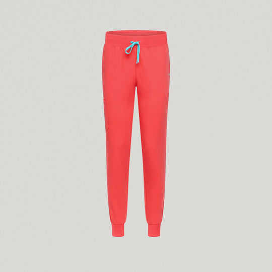 Jaanuu Scrubs Women's Silex Slim Knit-Waist Scrub Jogger Coral | scrub-supply.com