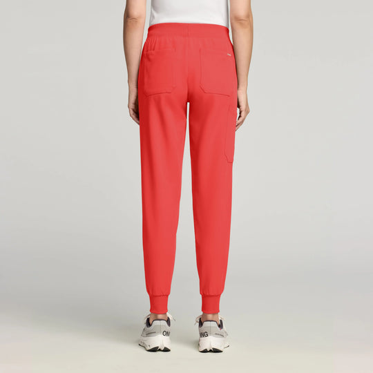 Jaanuu Scrubs Women's Silex Slim Knit-Waist Scrub Jogger Coral | scrub-supply.com