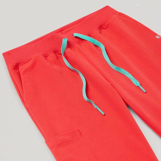 Jaanuu Scrubs Women's Silex Slim Knit-Waist Scrub Jogger Coral | scrub-supply.com