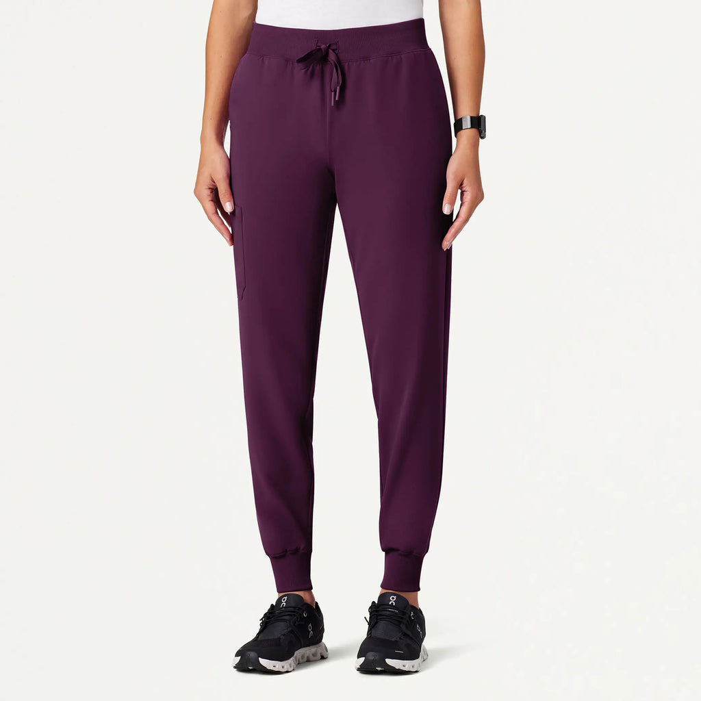 Jaanuu Scrubs Women's Silex Slim Knit-Waist Scrub Jogger Dark Amethyst | scrub-supply.com