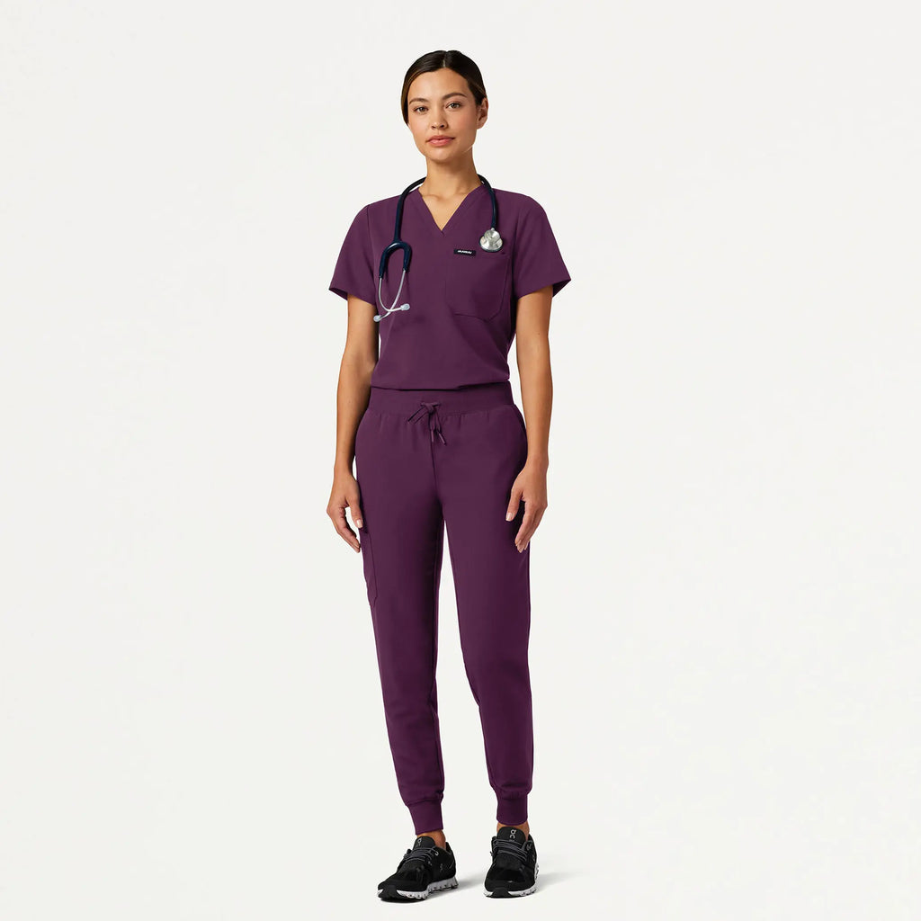 Jaanuu Scrubs Women's Silex Slim Knit-Waist Scrub Jogger Dark Amethyst | scrub-supply.com