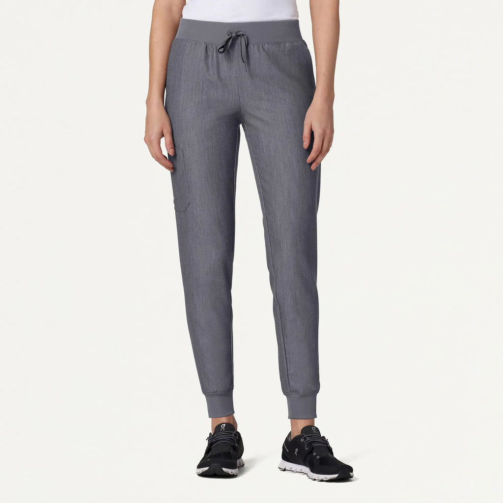 Jaanuu Scrubs Women's Silex Slim Knit-Waist Scrub Jogger Heather Gray | scrub-supply.com