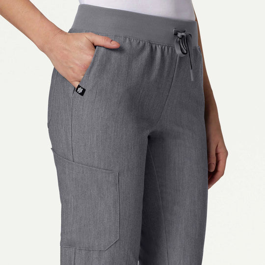 Jaanuu Scrubs Women's Silex Slim Knit-Waist Scrub Jogger Heather Gray | scrub-supply.com