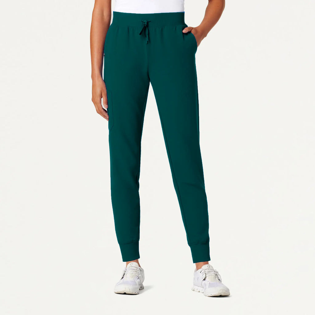 Jaanuu Scrubs Women's Silex Slim Knit-Waist Scrub Jogger Midnight Green | scrub-supply.com