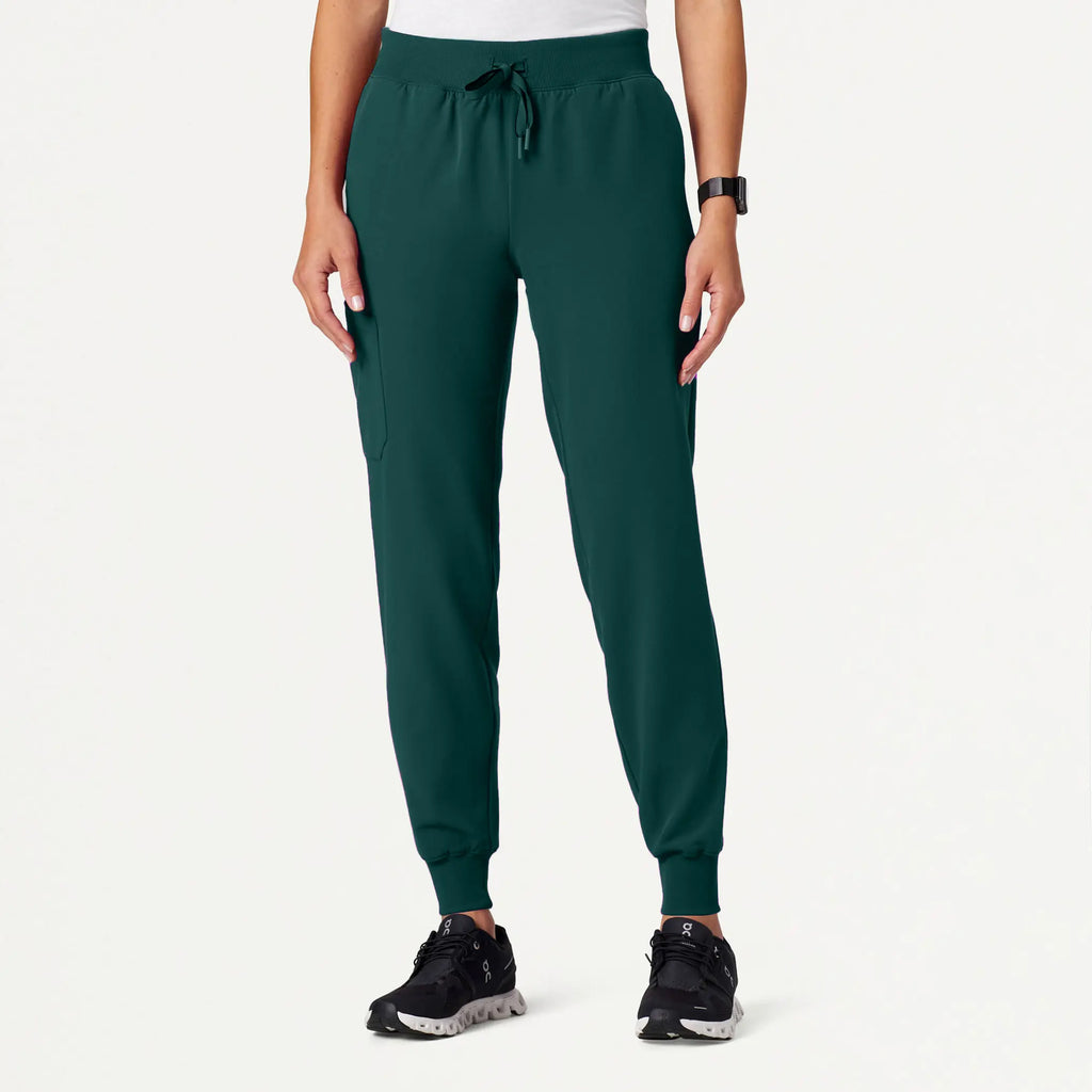 Jaanuu Scrubs Women's Silex Slim Knit-Waist Scrub Jogger Midnight Green | scrub-supply.com