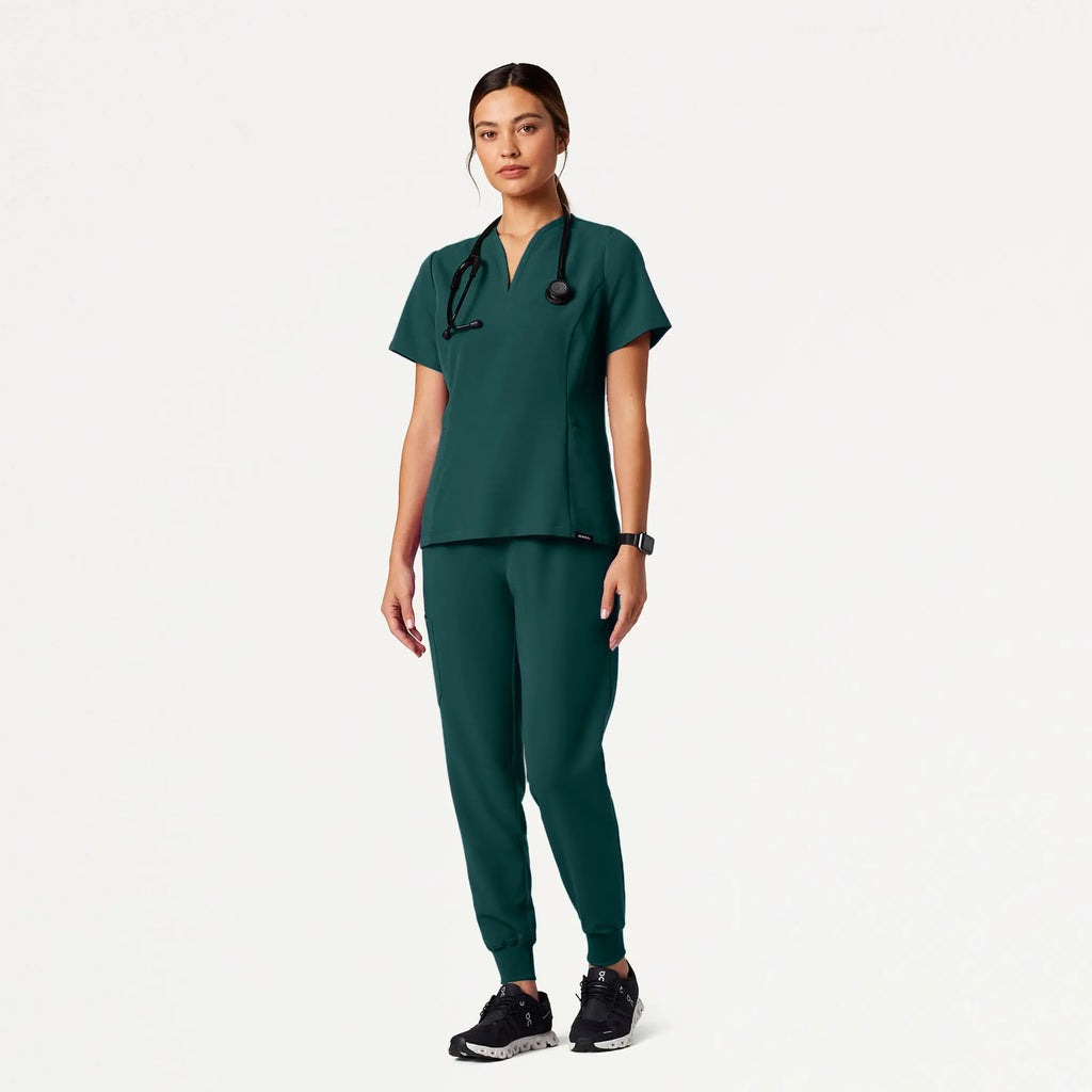 Jaanuu Scrubs Women's Silex Slim Knit-Waist Scrub Jogger Midnight Green | scrub-supply.com