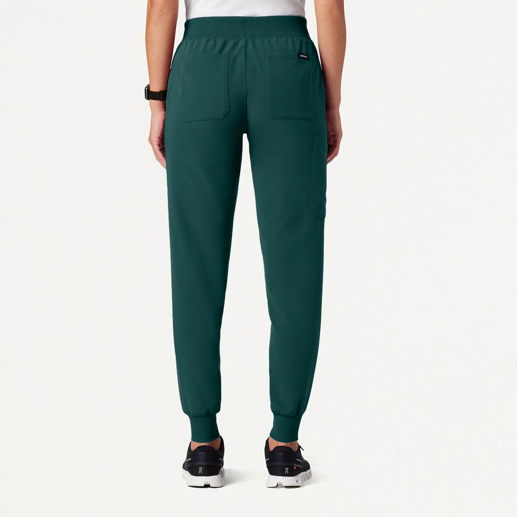 Jaanuu Scrubs Women's Silex Slim Knit-Waist Scrub Jogger Midnight Green | scrub-supply.com