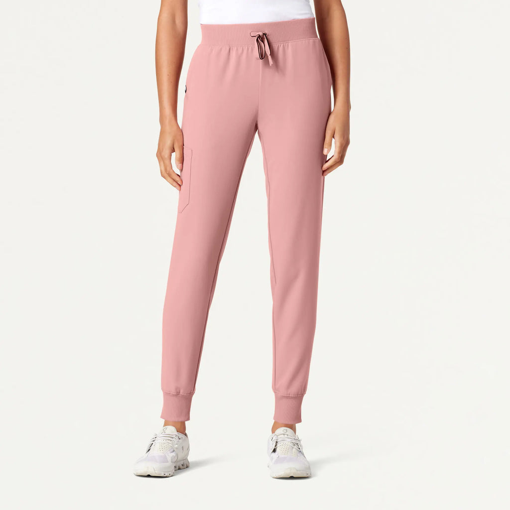 Jaanuu Scrubs Women's Silex Slim Knit-Waist Scrub Jogger Mauve | scrub-supply.com