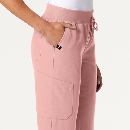Jaanuu Scrubs Women's Silex Slim Knit-Waist Scrub Jogger Mauve | scrub-supply.com