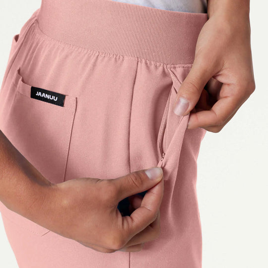 Jaanuu Scrubs Women's Silex Slim Knit-Waist Scrub Jogger Mauve | scrub-supply.com