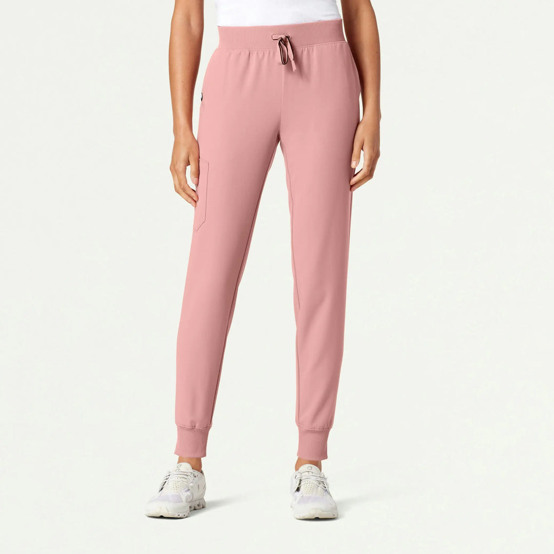 Jaanuu Scrubs Women's Silex Slim Knit-Waist Scrub Jogger Mauve | scrub-supply.com