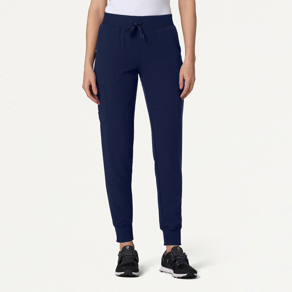 Jaanuu Scrubs Women's Silex Slim Knit-Waist Scrub Jogger Midnight Navy | scrub-supply.com